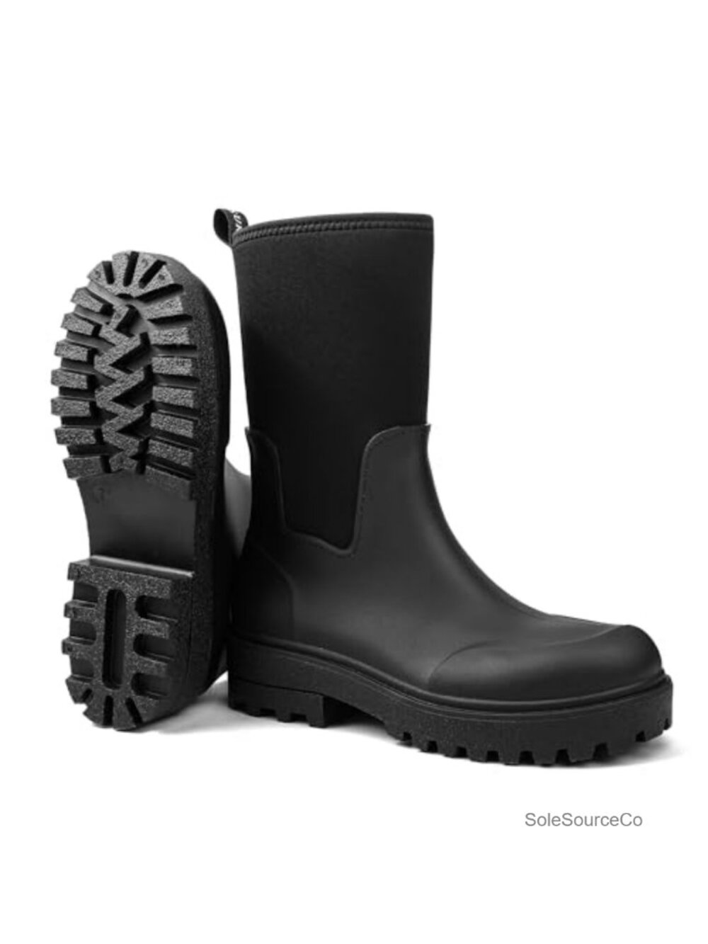 Women Rain Boots Waterproof Rubber Mid Calf Pull On Snow Mud Shoes